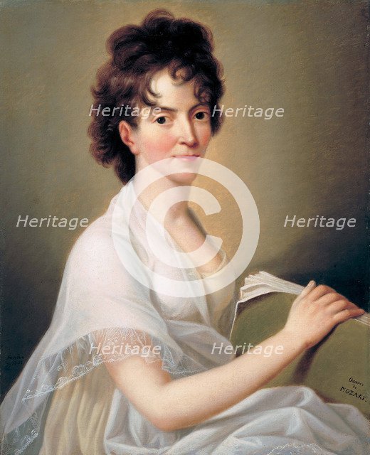 Constanze Mozart née Weber (1763–1842), W.A. Mozart's wife, 1802. Artist: Hansen, Hans (1769-1828)