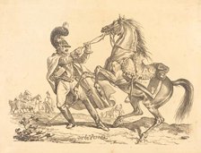Cuirassier retenant son cheval qui se cabre, in or after 1816. Creator: Carle Vernet.