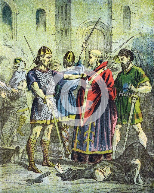 Capture of St Alphege, Archbishop of Canterbury, 1012 (mid 19th century). Artist: Unknown