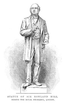 Statue of Sir Rowland Hill, behind the Royal Exchange, London, 1890. Creator: Unknown.