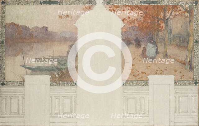 Esquisse pour la mairie d'Asnières : Automne, la Seine à Asnières, c.1900. Creator: Henri Gaston Darien.