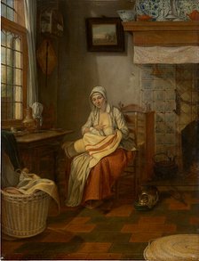 Interior with Nursing Mother, c1774. Creator: Philip Wouverman.