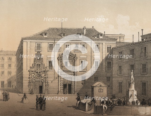 Madrid, building of the Monte de Piedad and Savings Bank in 1842, engraving 1870.
