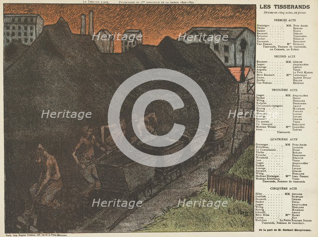 Theatre programme for The Weavers by Gerhart Hauptmann (Théâtre Libre, 29 May 1893) , 1893.
