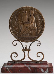 Architecture Holding Statues of Personifications of Structure, Form, and Color (Medal for the Sociét Creator: Eugène-André Oudiné.