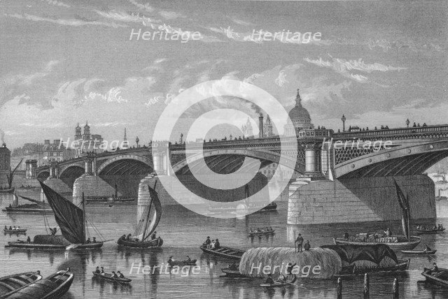 Blackfriars Bridge from the Surrey side, London, c1875 (1878). Artist: Unknown.