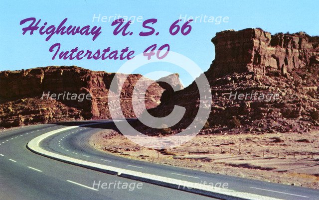 Scenic Highway US 66 Between Grants and Albuquerque, New Mexico, USA, 1957. Artist: Unknown