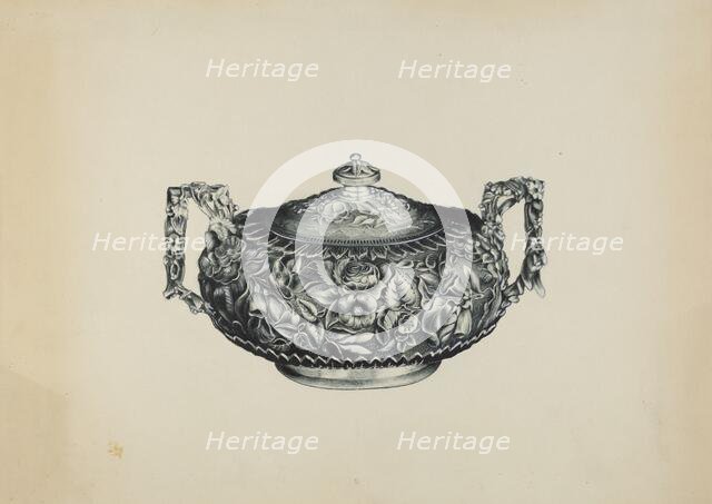 Silver Sugar Bowl, c. 1938. Creator: Florence Hastings.