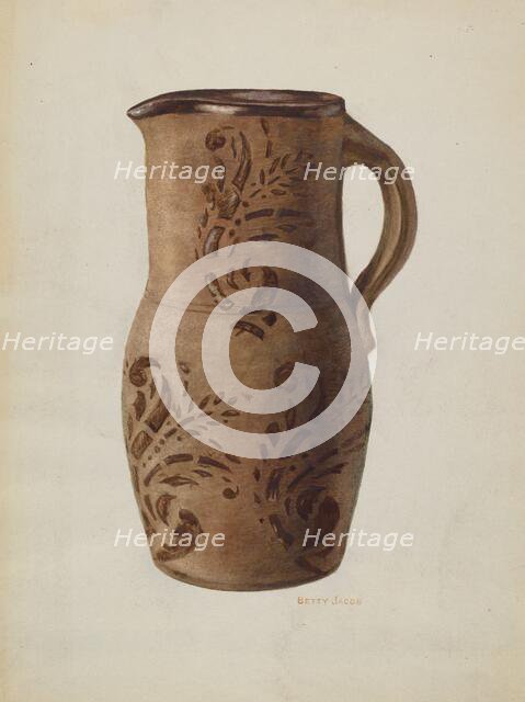 Redware Pitcher, probably 1939/1940. Creator: Betty Jacob.