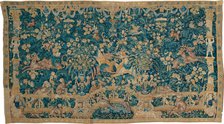 Large Leaf Verdure with Proscenium, Animals, and Birds, Southern Netherlands, 1525/50. Creator: Unknown.