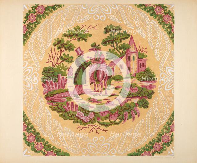 Wallpaper from Bandbox Cover, 1937. Creator: Charlotte Angus.