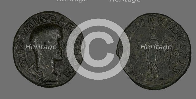 Sestertius (Coin) Portraying Emperor Maximus, 236-238. Creator: Unknown.