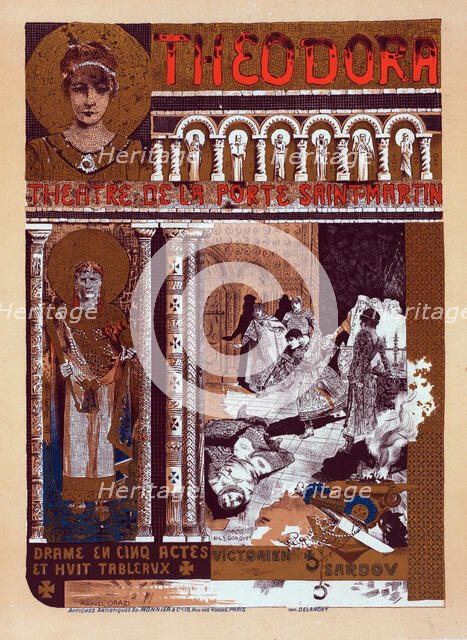 Affiche pour le théâtre de la Porte-Saint-Martin, "Théodora"., c1900. Creator: Manuel Orazi.