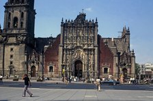 City of Mexico, Church of the Metropolitan Sanctuary built in the mid 18th century in red volcani…