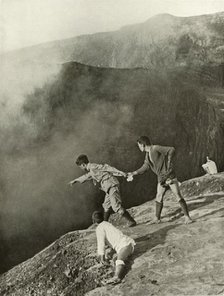 'At the Crater's Brink, Aso-San', 1910. Creator: Herbert Ponting.