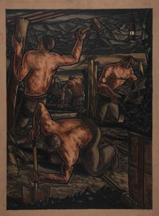 Industrial Coal mine scene, between 1939 and 1946. Creators: Central Office of Information, George Bissill.