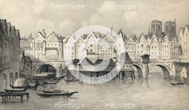 'The Pont Notre-Dame in 1560', 1915.  Artist: Unknown.