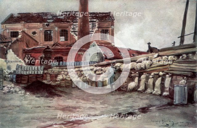 'Factory Barricade, Soissons', France, 20 May 1915, (1926).Artist: Francois Flameng