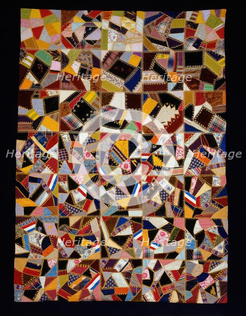 Bedcover (Crazy Quilt), United States, 1875/80. Creator: Unknown.