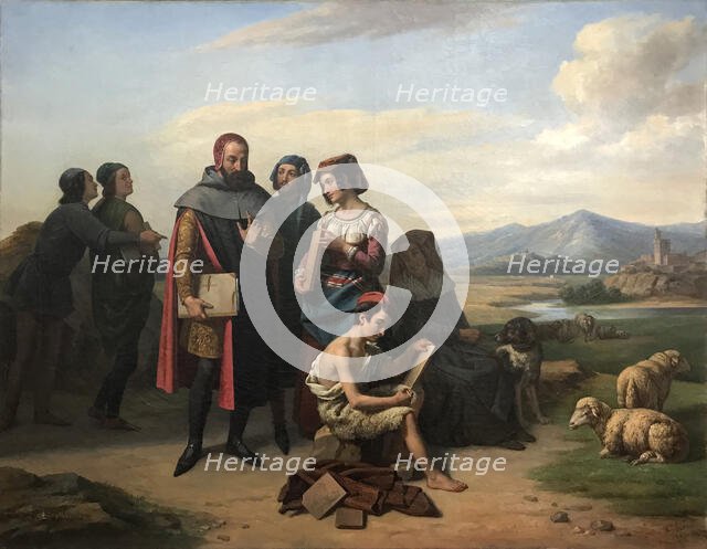 Cimabue and the Young Giotto, 1841. Creator: Prévost, Constantin-Jean Marie (1796-1865).