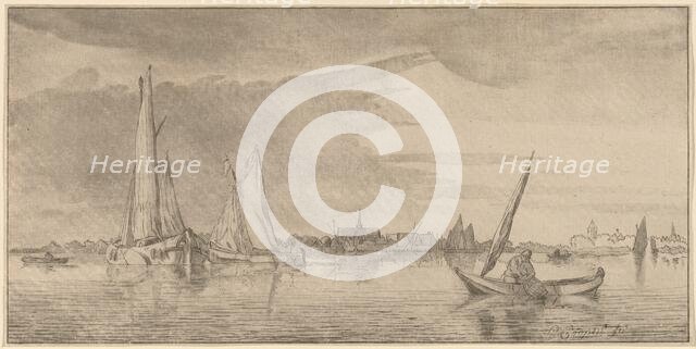 River with Town, 1775. Creator: Bernhard Schreuder.