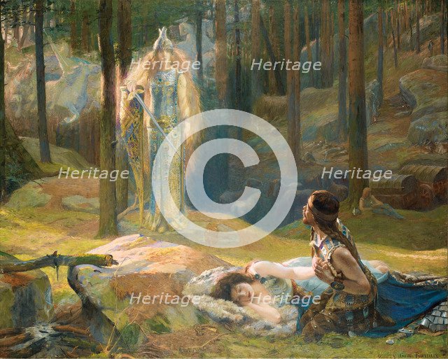 The Revelation. Brunhilde Seeing Siegmund And Sieglinde, 1893. Artist: Bussière, Gaston (1862-1928)