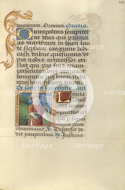 Saint Lawrence; Poncher Hours, about 1500. Creator: Master of Jacques de Besancon.