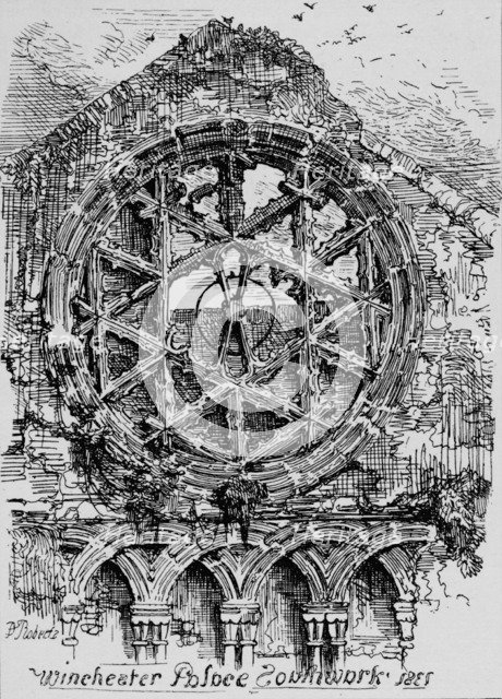 'The Circular Window of the Hall of Winchester House (Winchester Palace), Southwark', 1835, (1912). Artist: David Roberts.