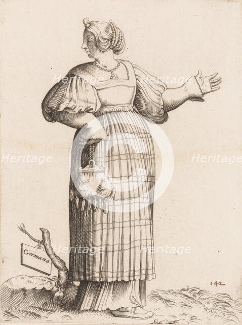 Costume Plate: Woman from Germany, ca. 1558-70. Creator: Unknown.