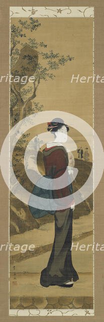 Beauty at the Mimeguri Shrine, Edo period, Bunka era c. 1804/18. Creator: Utagawa Toyohiro.