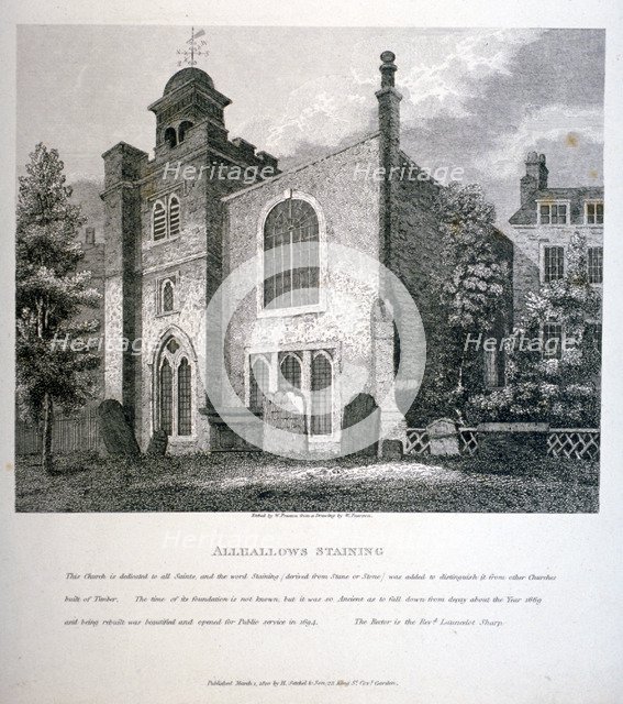 Church of All Hallows Staining, London, 1810. Artist: W Preston
