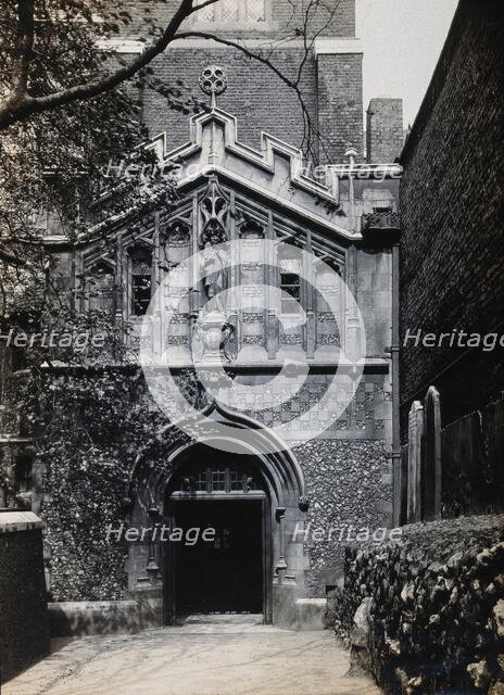 The church of St  Bartholomew the Great; exterior view showing the entrance through the west porch. Creator: Rev CF Fison.