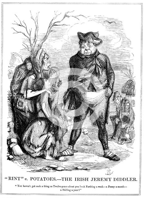 'Rint v Potatoes - The Irish Jeremy Diddler, 1845. Artist: Unknown