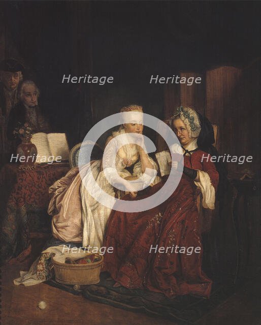 The marriage proposal, 1839. Creator: Jean Alphonse Roehn.