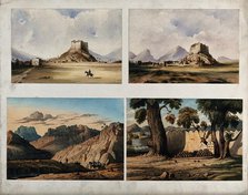 Walled city with lone horseman, Afghanistan. Creator: Unknown.