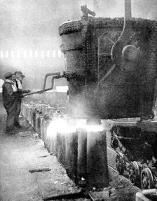 Bessemer process for manufacturing steel, 1936. Artist: Fox