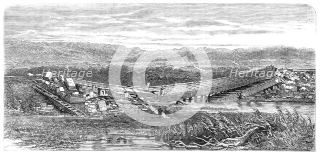 The War in Denmark: ruins of the Langaa Railway Bridge, in Jutland, lately destroyed by..., 1864. Creator: Unknown.