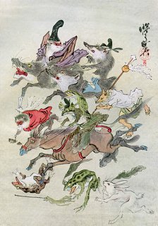 Hunting animals, 1898.Artist: Kawanabe Kyôsai