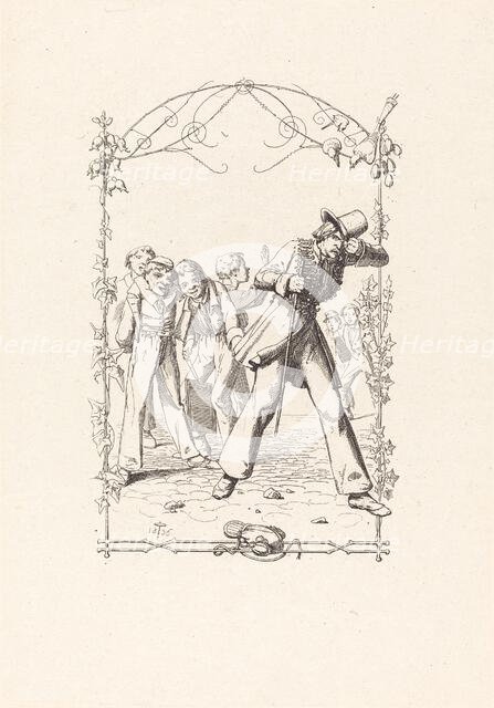 Peter Schlemihl Taunted for His Lack of Shadow, 1836. Creator: Adolf Schrödter.