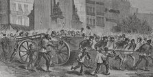 Paris Commune, France: The insurgents dragging the cannons to Montmartre, 1871. Creator: Manuel Ricord.