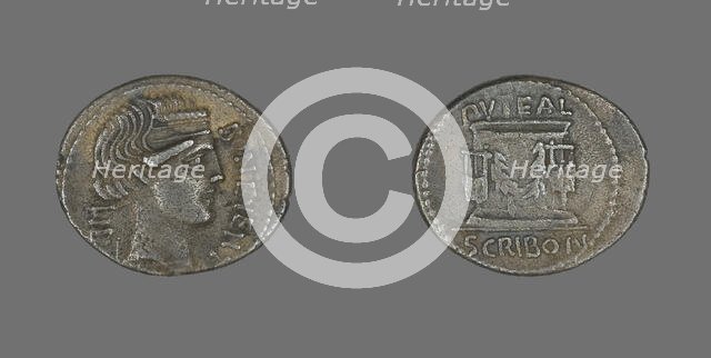 Denarius (Coin) Depicting Bonus Eventus, 62 or 54 BCE. Creator: Unknown.