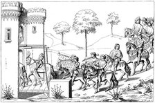 Entrance of the lord chief into the site of the tournament, 15th century (1849). Artist: Unknown