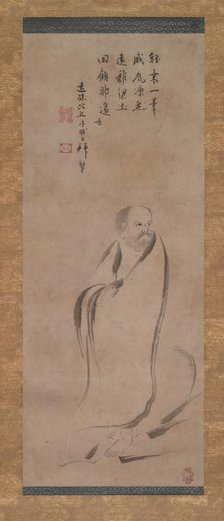 Bodhidharma Crossing the Yangzi River on a Reed, late 16th century. Creator: Kano Soshu.