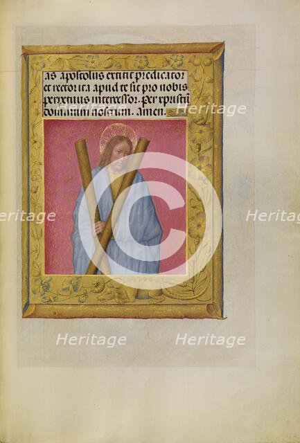Saint Andrew; Spinola Hours, about 1510-1520. Creator: Workshop of Master of the First Prayer Book of Maximilian.