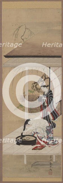 Woman washing her hair with an attendant, mid-18th century. Creator: Katsukawa Shunsui.