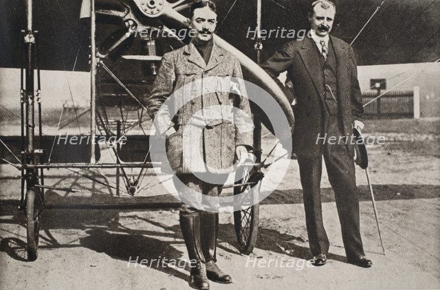 Adolphe Pégoud and Louis Bleriot, French aviators, Brooklands, Surrey, 1913.  Artist: S and G