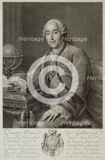Portrait of Prince Dmitriy Mikhailovich Golitsyn (1721-1793), 1762. Artist: Tardieu, Pierre Alexandre (1756-1844)