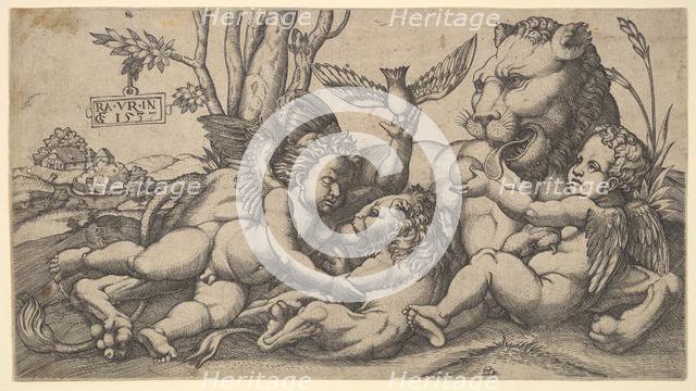 Putti and Lions, 1547. Creator: Master FG.