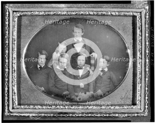 William Cassiday [sic] Cattell, holding large Bible, with five page boys, between 1848 and 1860. Creator: Unknown.