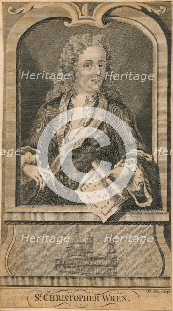 'Sir Christopher Wren', (mid 18th century).  Creator: B Cole.